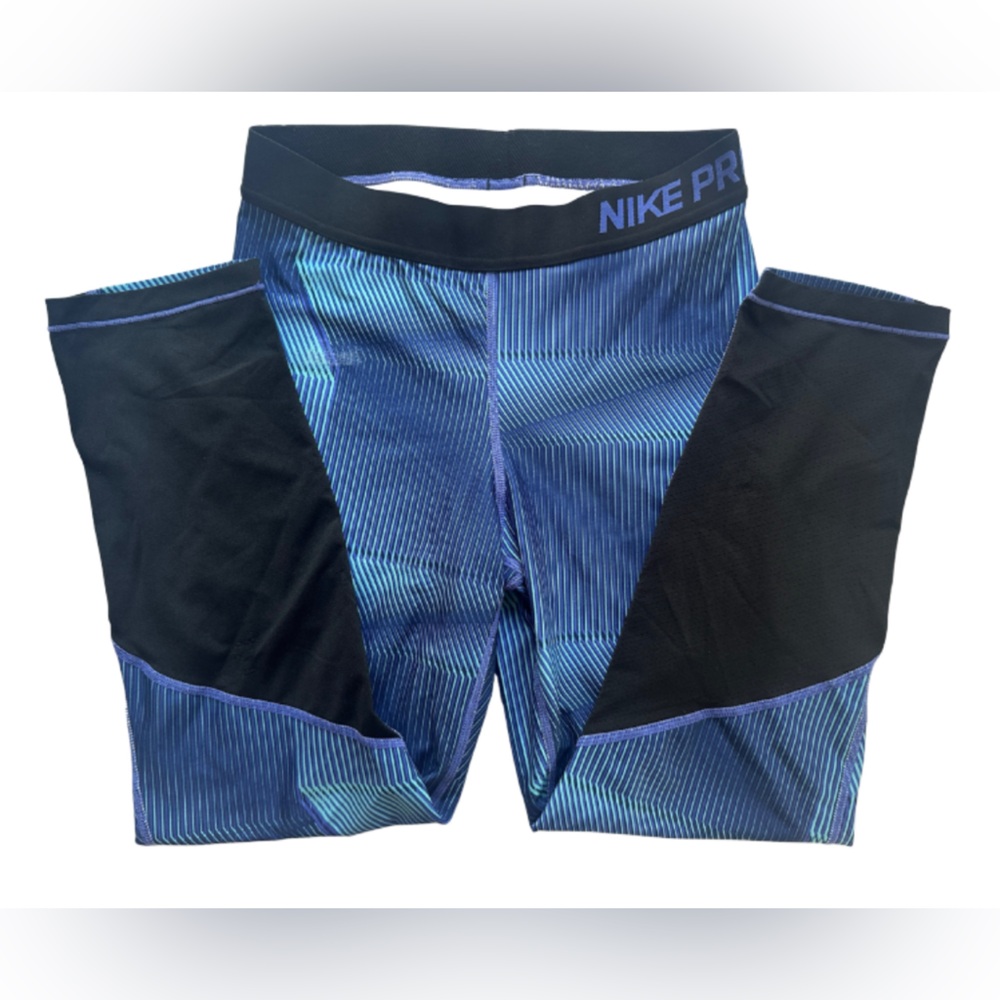 Nike Pro Striped Blue and Black Leggings